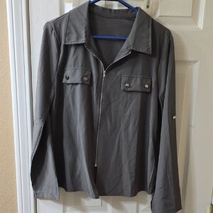 SHEIN Gray Utility Jacket with Collared Neckline